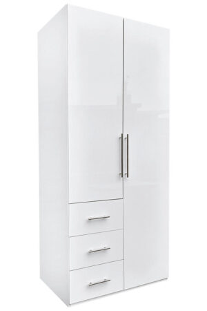 Bílá šatní skříň Carryhome s lesklým povrchem