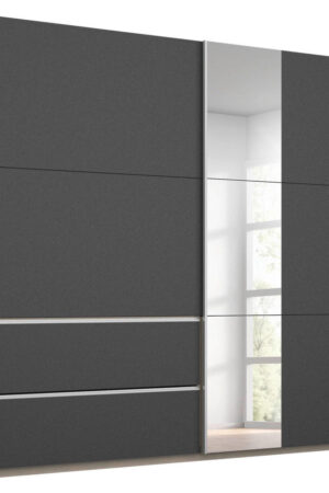 Šatní skříň se zrcadlem v šedé barvě, 218 cm