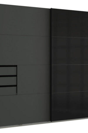 Skříň s posuvnými dveřmi v grafitové a černé barvě
