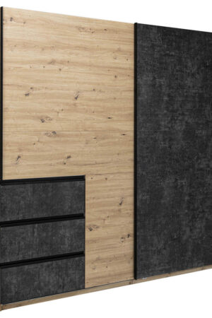 Šatní skříň s posuvnými dveřmi v šedohnědé barvě