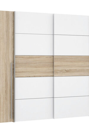Bílá šatní skříň v dekoru Sonoma dub