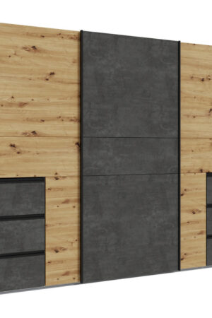 Skříň s posuvnými dveřmi v tmavě šedé barvě