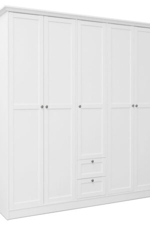 Bílá šatní skříň s otočnými dveřmi 190x200 cm