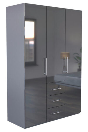 Carryhome ŠATNÍ SKŘÍŇ, antracitová, vysoce lesklá antracitová, 147/219/59 cm