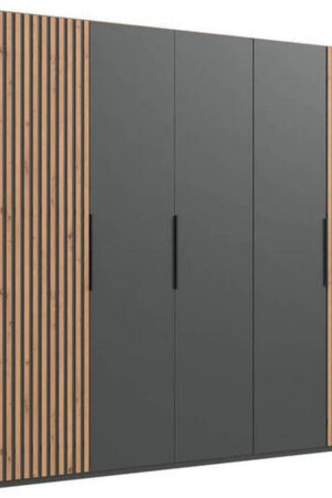 Šatní skříň s otočnými dveřmi v grafitové a dubové barvě