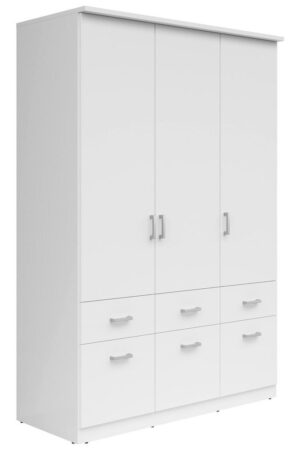 Bílá šatní skříň Boxxx s 3 dveřmi a 6 šuplíky