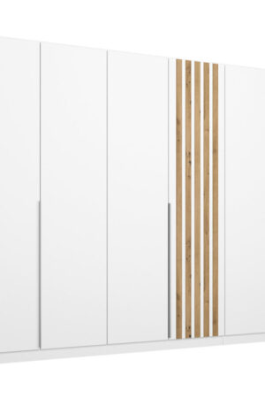 Šatní skříň s otočnými dveřmi v bílé a dub artisan