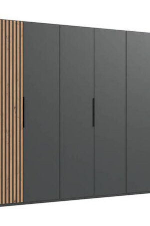 Šatní skříň s otočnými dveřmi v grafitové a dubové barvě