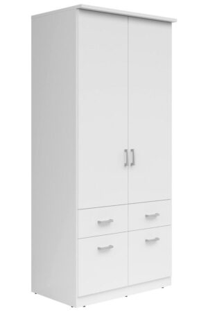 Bílá šatní skříň Boxxx s 2 dveřmi a 4 šuplíky