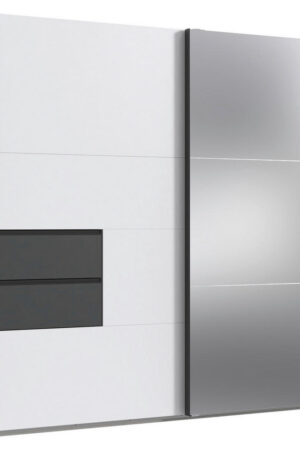 Šatní skříň se zrcadlem v grafitové a bílé barvě