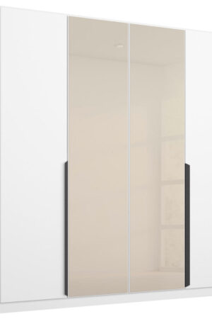 Šatní skříň s otočnými dveřmi, bílá a šampaňská, 181/210/54 cm