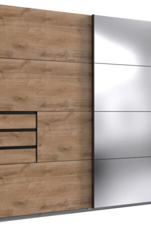 Šatní skříň se zrcadlem v barvě dubu