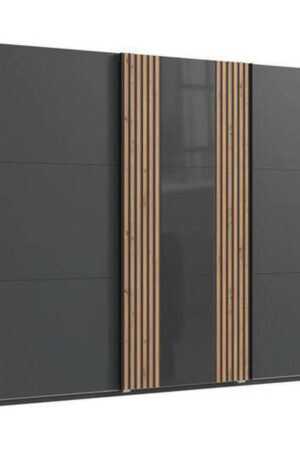 Skříň s posuvnými dveřmi v grafitové a dub artisan barvě