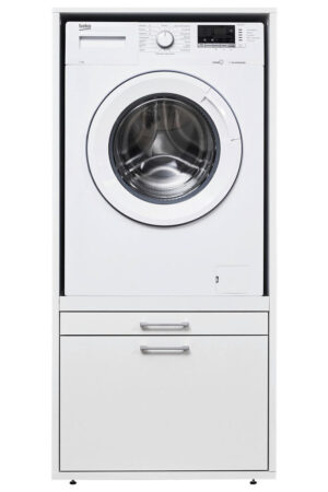 Bílá skříňka nad pračku Xora s rozměry 67x145x65,5 cm