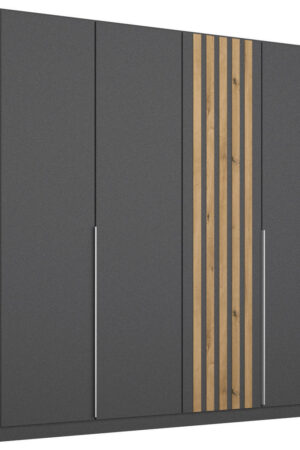 Šatní skříň s otočnými dveřmi v šedé a dub artisan