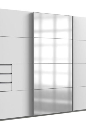 Bílá šatní skříň se zrcadlem a posuvnými dveřmi