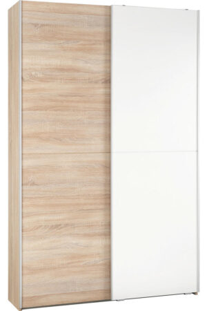 Šatní skříň s posuvnými dveřmi v bílé a dubu sonoma