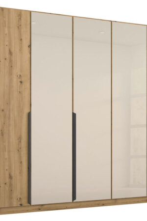 Elegantní šatní skříň s otočnými dveřmi v šampaňské barvě.