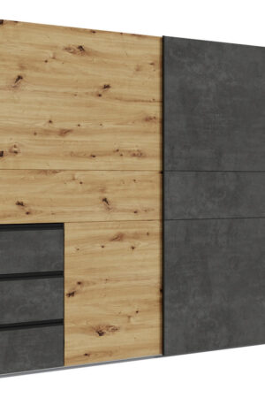 Skříň s posuvnými dveřmi tmavě šedá dub artisan