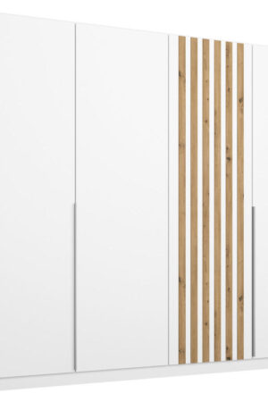 Šatní skříň Rauch s otočnými dveřmi v bílé a dub artisan