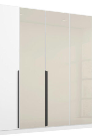 Šatní skříň s otočnými dveřmi, bílá a šampaňská barva