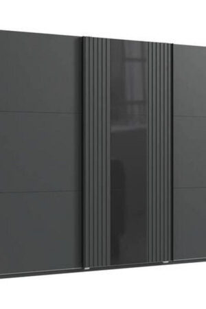 Skříň s posuvnými dveřmi v grafitu a černé barvě