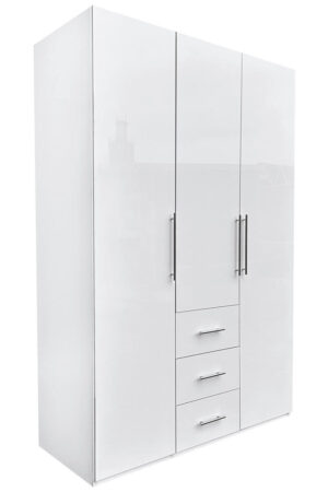 Bílá lesklá šatní skříň Carryhome 147/219/59 cm