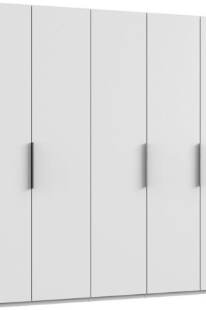 Bílá šatní skříň s otočnými dveřmi a pěti dvířky