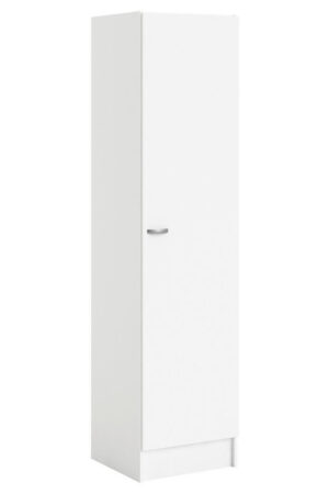 Bílá šatní skříň s otočnými dveřmi a policemi