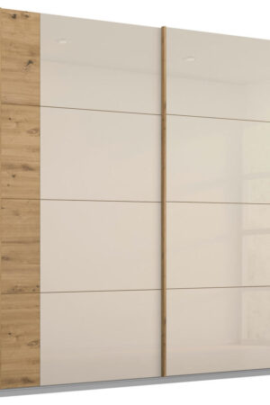 Skříň s posuvnými dveřmi v šampaňské barvě a dubu artisan
