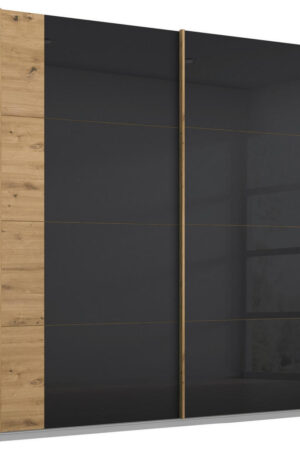 Skříň s posuvnými dveřmi v antracitové barvě a dub artisan