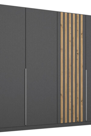 Šatní skříň Rauch s otočnými dveřmi v šedé barvě.