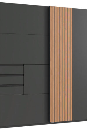 Skříň s posuvnými dveřmi grafit a dub artisan