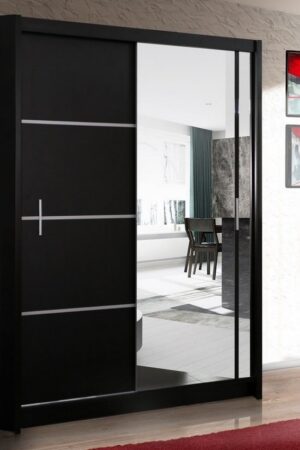 Šatní skříň s posuvnými dveřmi SARON 150, černá