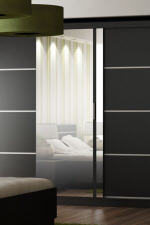 Šatní skříň SARON 250 s posuvnými dveřmi a zrcadlem