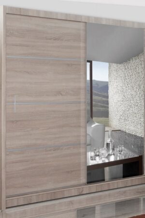 Šatní skříň SARON 203 s posuvnými dveřmi a zrcadlem