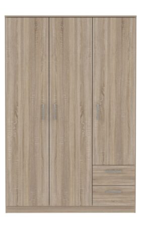 Třídveřová skříň DUNANUEJ, dub sonoma, 2 zásuvky