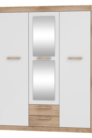 Skříň GATTON 3D2S v dub sonoma a bílém lesku