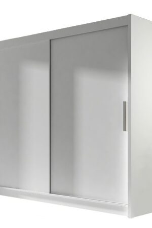 Šatní skříň GAMBA I v bílém matu s posuvnými dveřmi