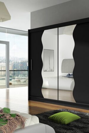Šatní skříň GAMBA X v černém matu se zrcadlem