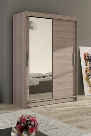 Šatní skříň KENDI VI v barvě trufla se zrcadlem