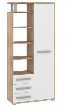 Skříň LEHUA 1D3S v dub sonoma a bílém lesku