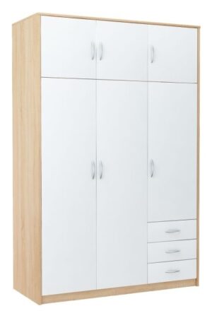 Šatní skříň SWAUN 3 v dub sonoma a bílém provedení