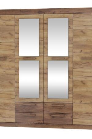 Skříň GATTON 4D4S v barvě craft tobaco a craft zlatý