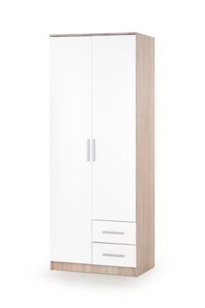 Skříň RYDER 2S v dubu sonoma s bílým leskem