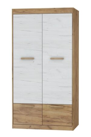 Skříň GATTON 4D v craft zlatém a bílém provedení