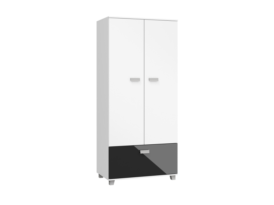 Bílá šatní skříň KEATING s černým leskem
