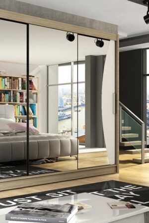 Šatní skříň ANDE IV s dubem sonoma a zrcadlem