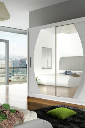 Šatní skříň GAMBA IV bílý mat se zrcadlem