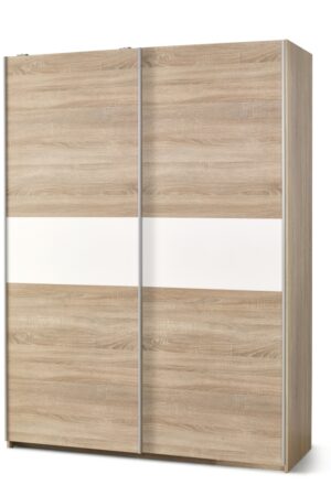 Skříň RYDER 2D, dub sonoma a bílý lesk